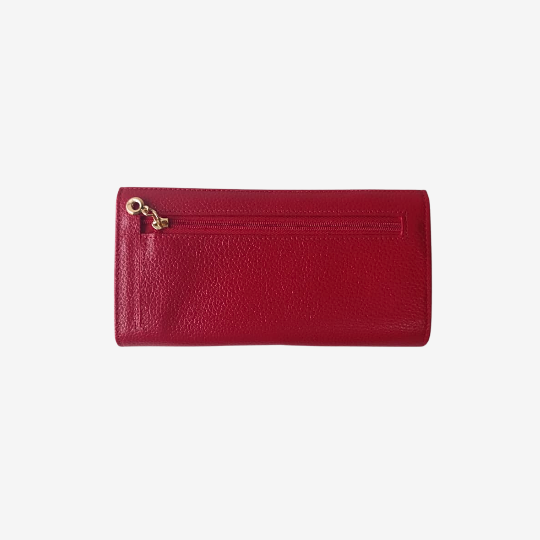 Billetera larga en cuero para mujer color Rojo