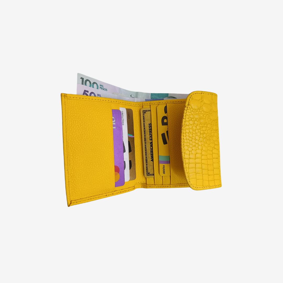 Billetera Elise en cuero Amarillo - RagazzaBolsos