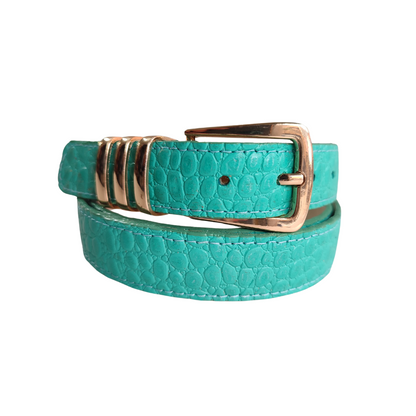 CINTURON MAKKI EN CUERO VERDE TURQUESA - RagazzaBolsos