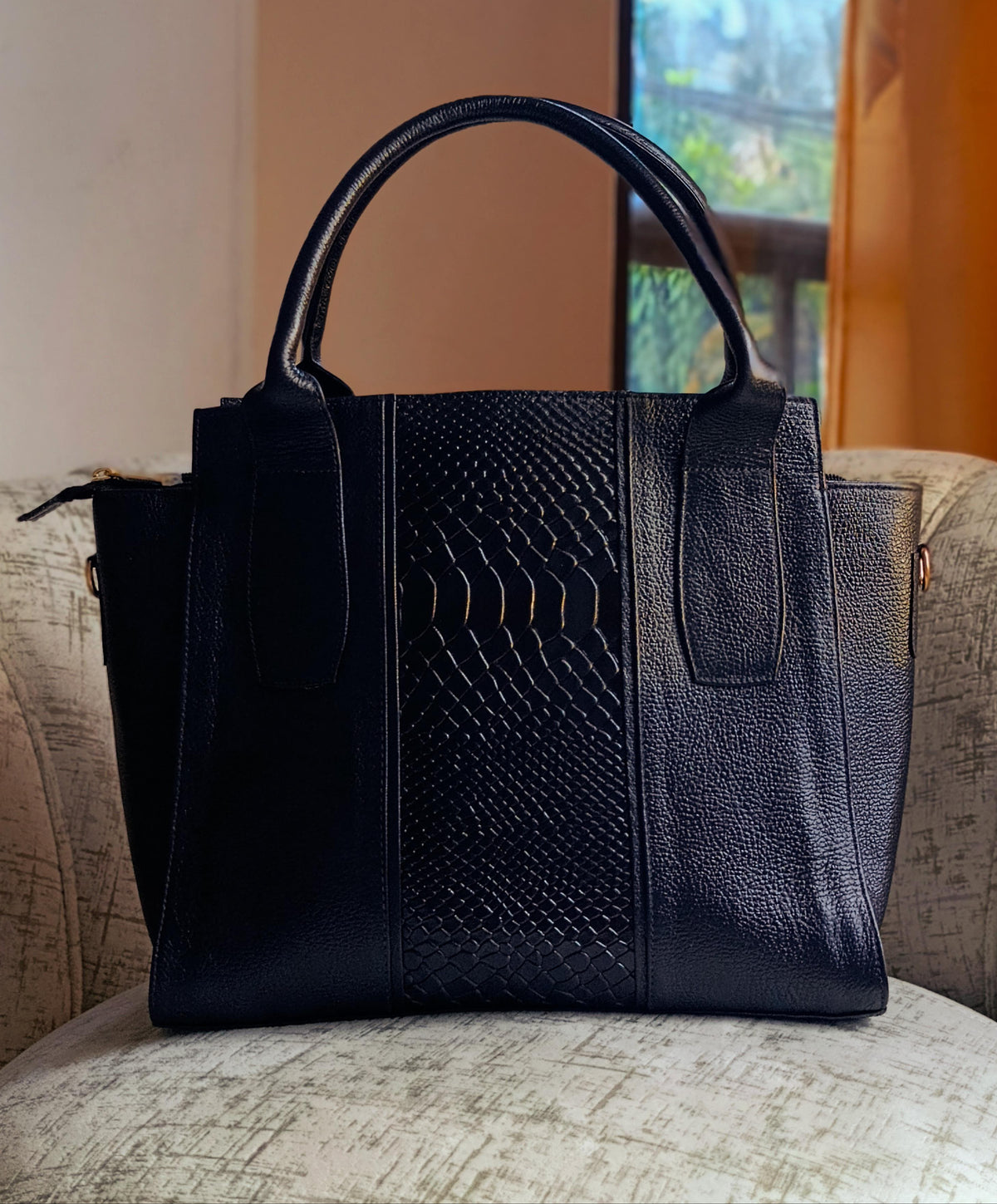 Bolso Carterta para mujer en cuero color negro