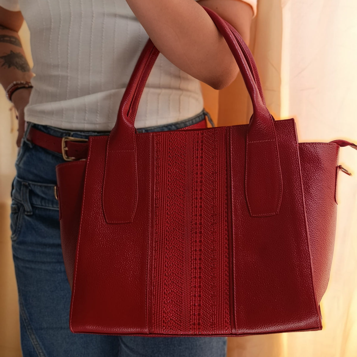 Cartera sofia en cuero - Rojo - RagazzaBolsos