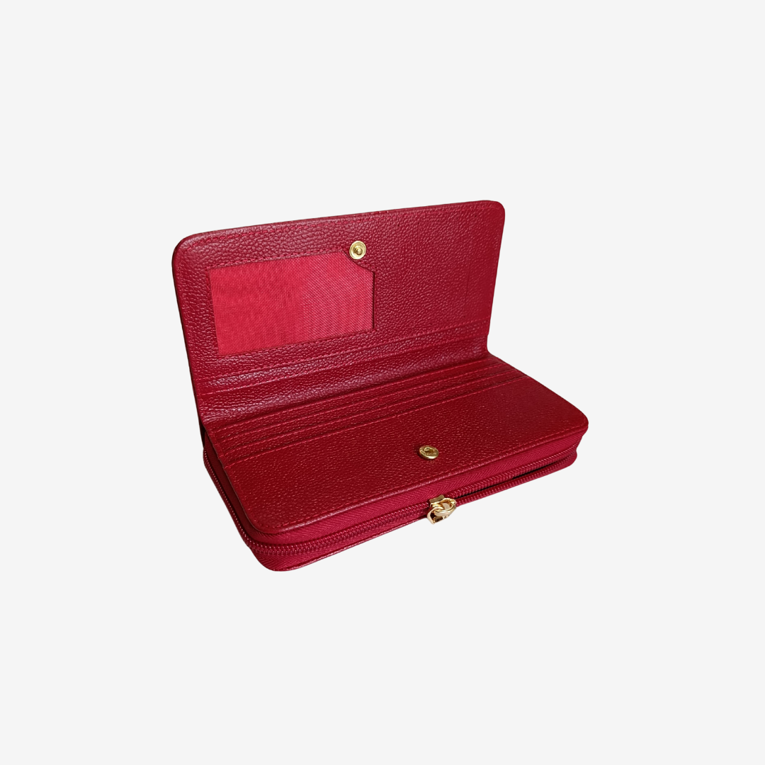 Billetera de mujer en cuero color rojo Ref. Moly - RagazzaBolsos