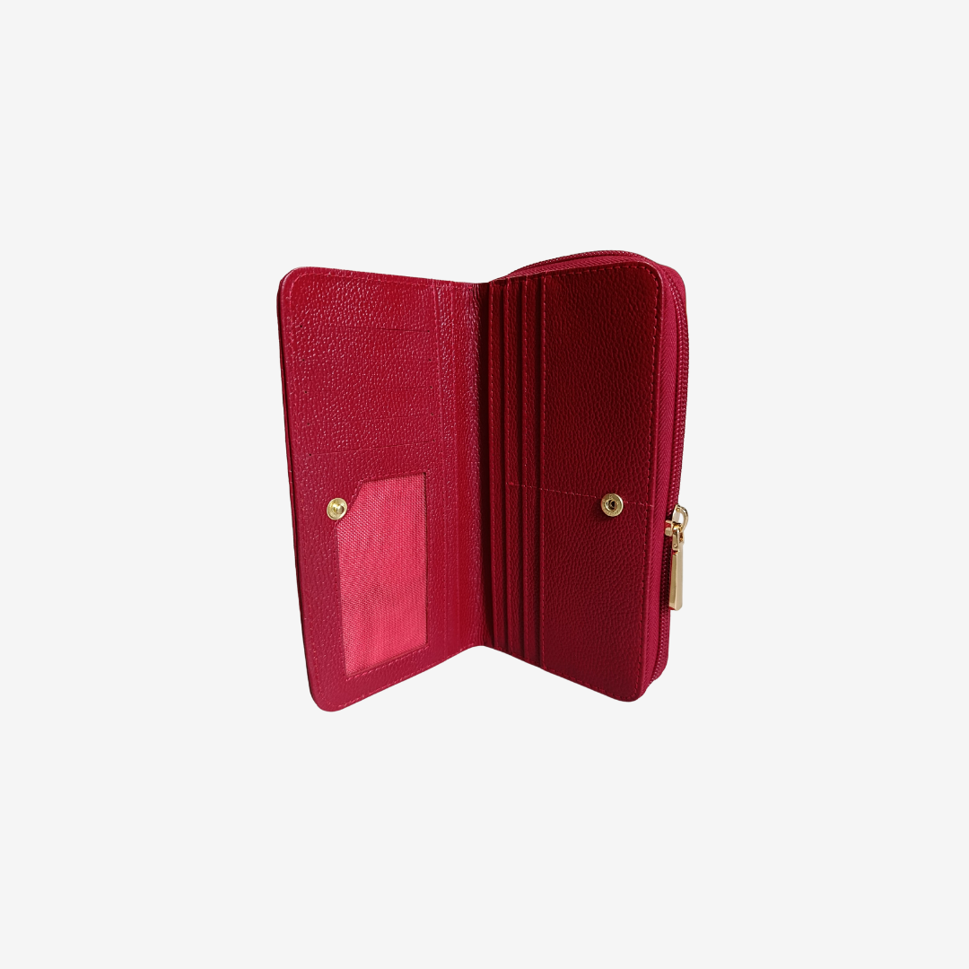 Billetera de mujer en cuero color rojo Ref. Moly - RagazzaBolsos