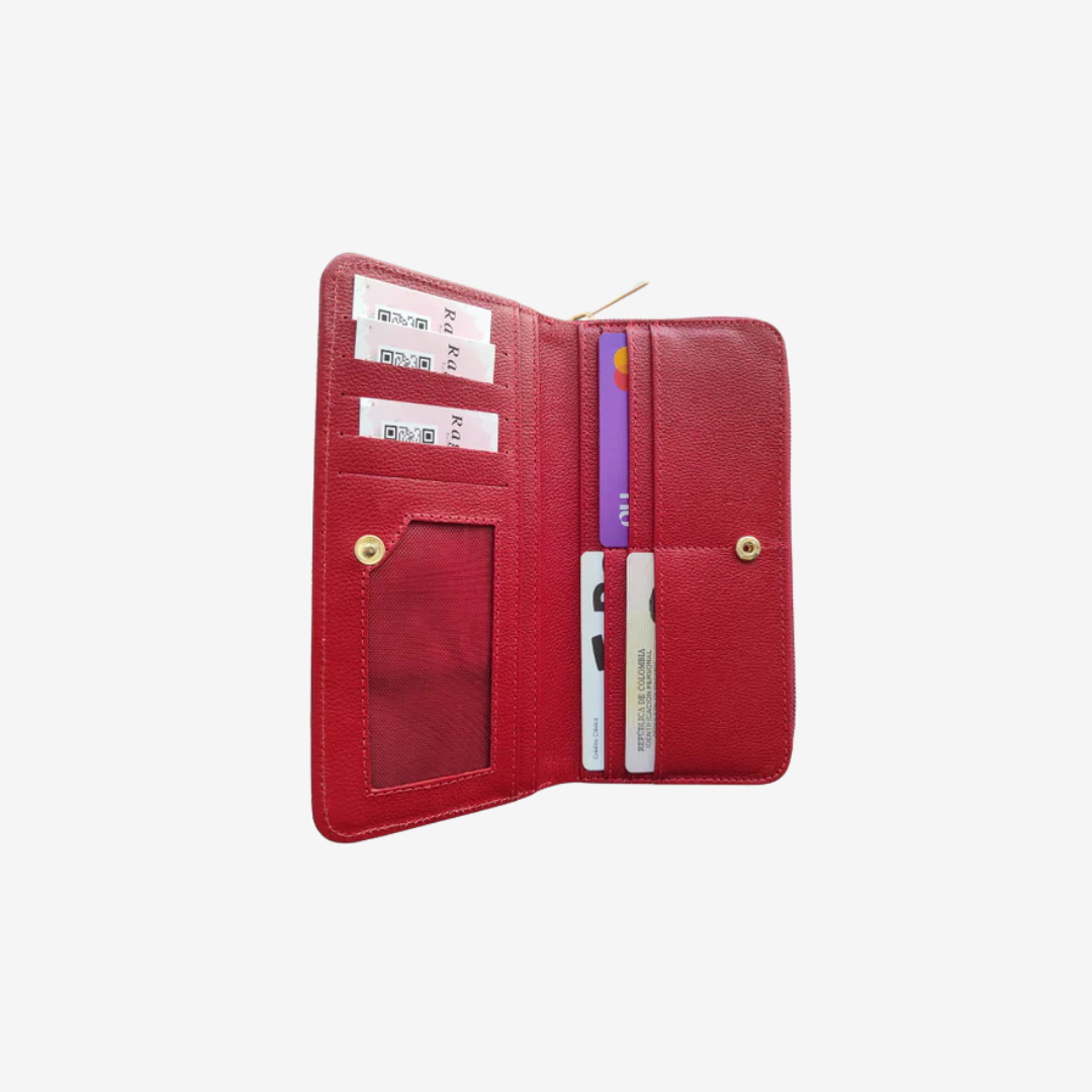 Billetera de mujer en cuero color rojo Ref. Moly - RagazzaBolsos