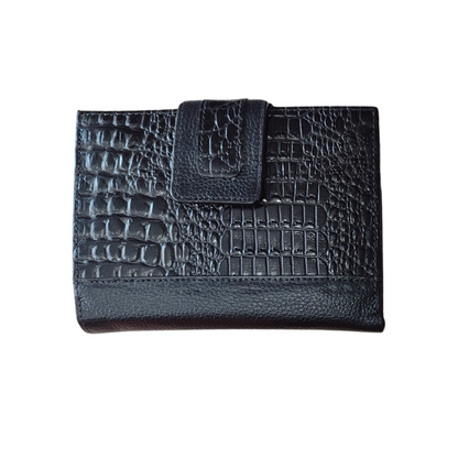 Billetera porta pasaporte para mujer en cuero color Negro ref 2604 - RagazzaBolsos