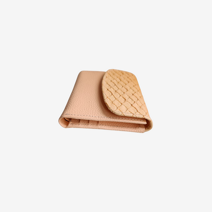 Billetera pequeña en cuero para mujer color mandarina