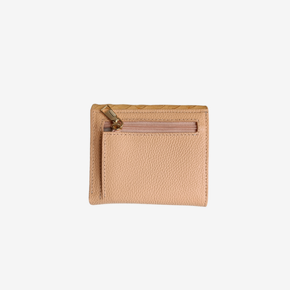 Billetera pequeña en cuero para mujer color mandarina