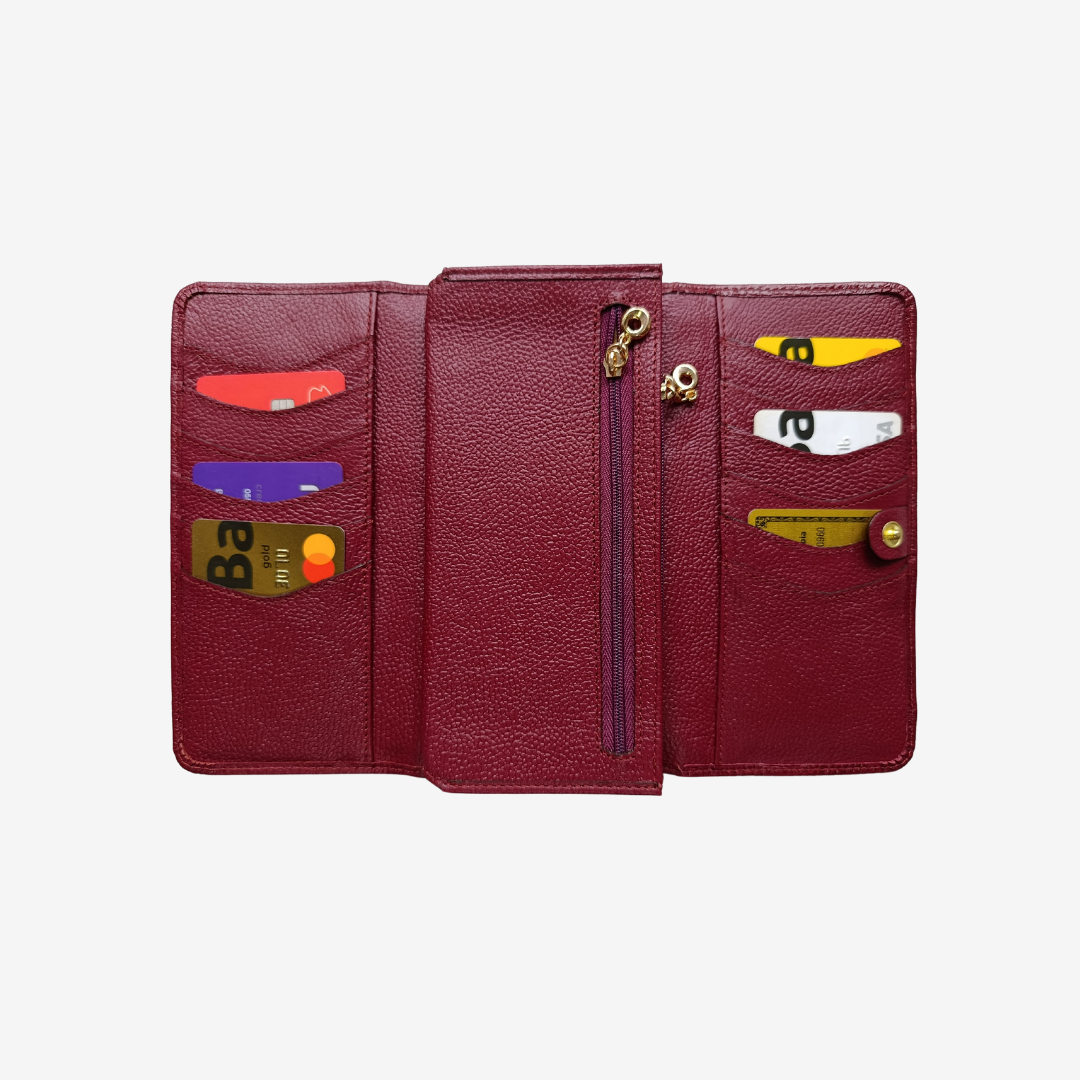 Billetera Nova en cuero Vinotinto - RagazzaBolsos