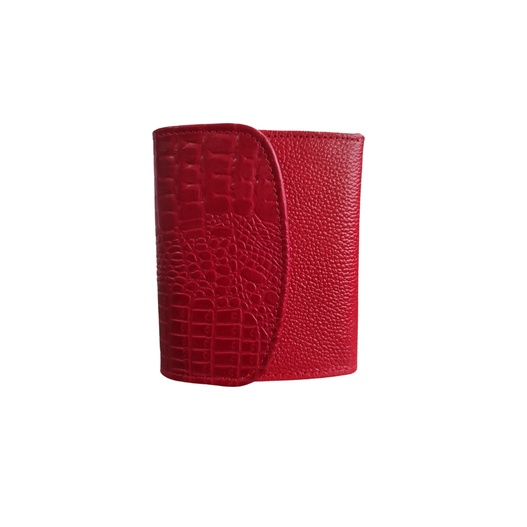 Billetera de dama pequeña con aleta en cuero color rojo Ref 010 - RagazzaBolsos