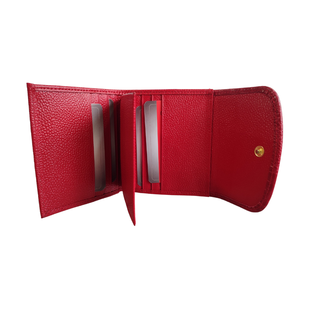 Billetera de dama pequeña con aleta en cuero color rojo Ref 010 - RagazzaBolsos