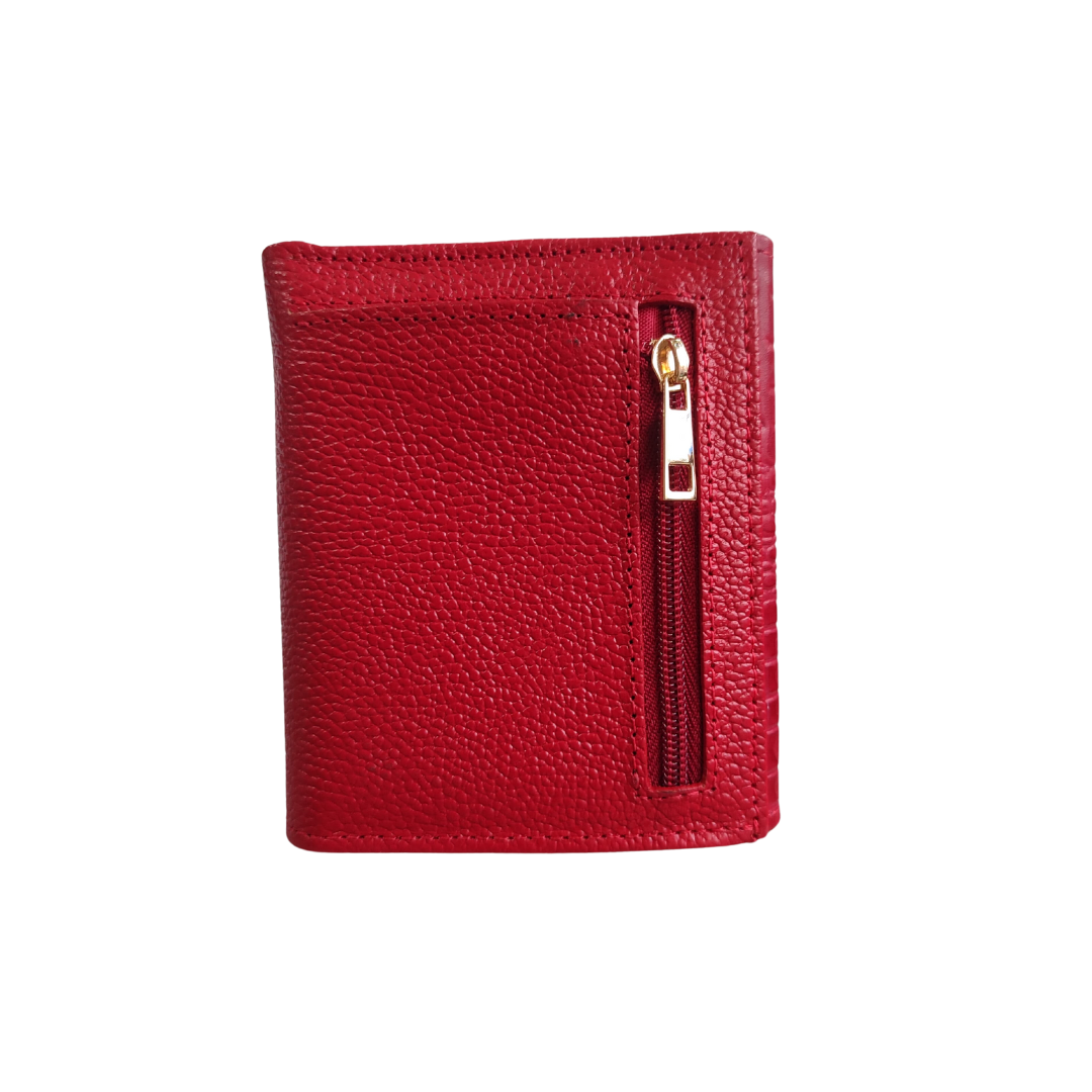 Billetera de dama pequeña con aleta en cuero color rojo Ref 010 - RagazzaBolsos