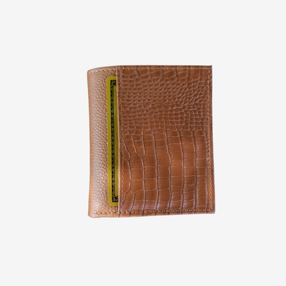 Tarjetero en cuero miel para mujer con doble compartimientos para tarjetas