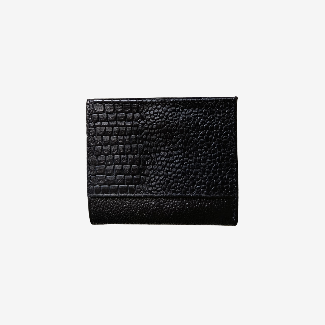 Tarjetero en cuero Negro para mujer con doble compartimientos para tarjetas