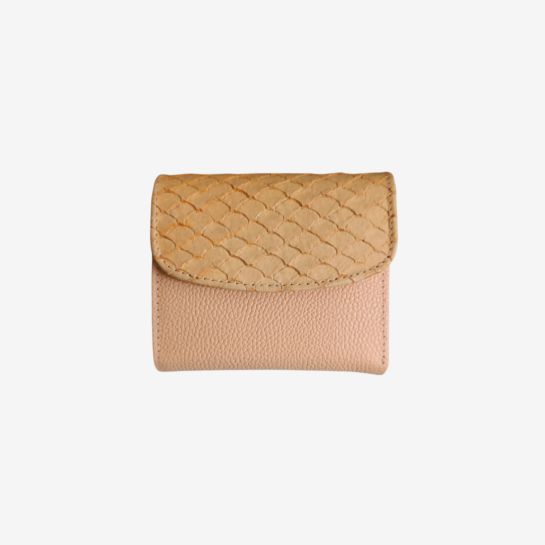Billetera pequeña en cuero para mujer color mandarina