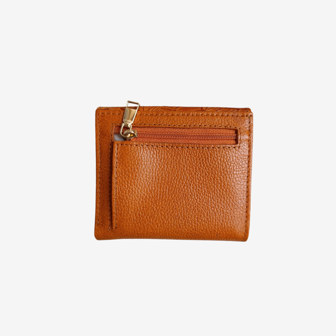 Billetera pequeña en cuero para mujer color Miel