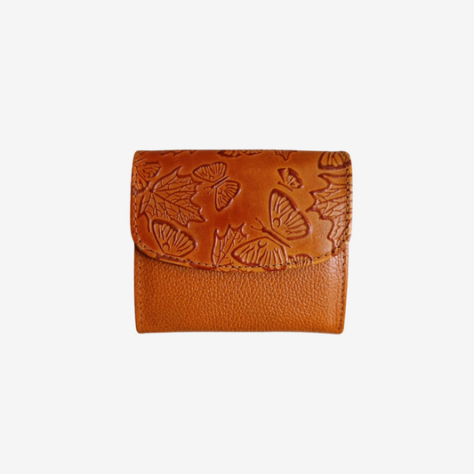 Billetera pequeña en cuero para mujer color Miel