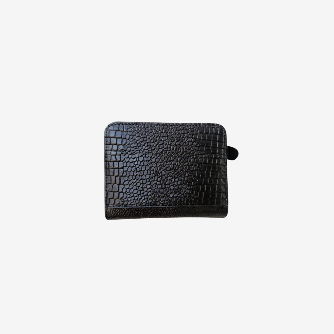 Billetera Zafiro en Cuero Negro - RagazzaBolsos