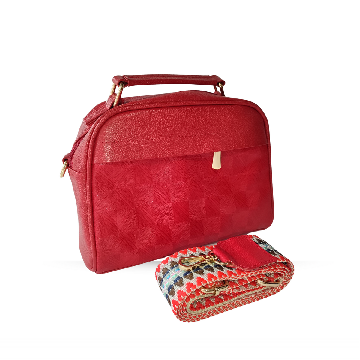 Manos libres con función de cartera de mujer en cuero color rojo Ref. 2804