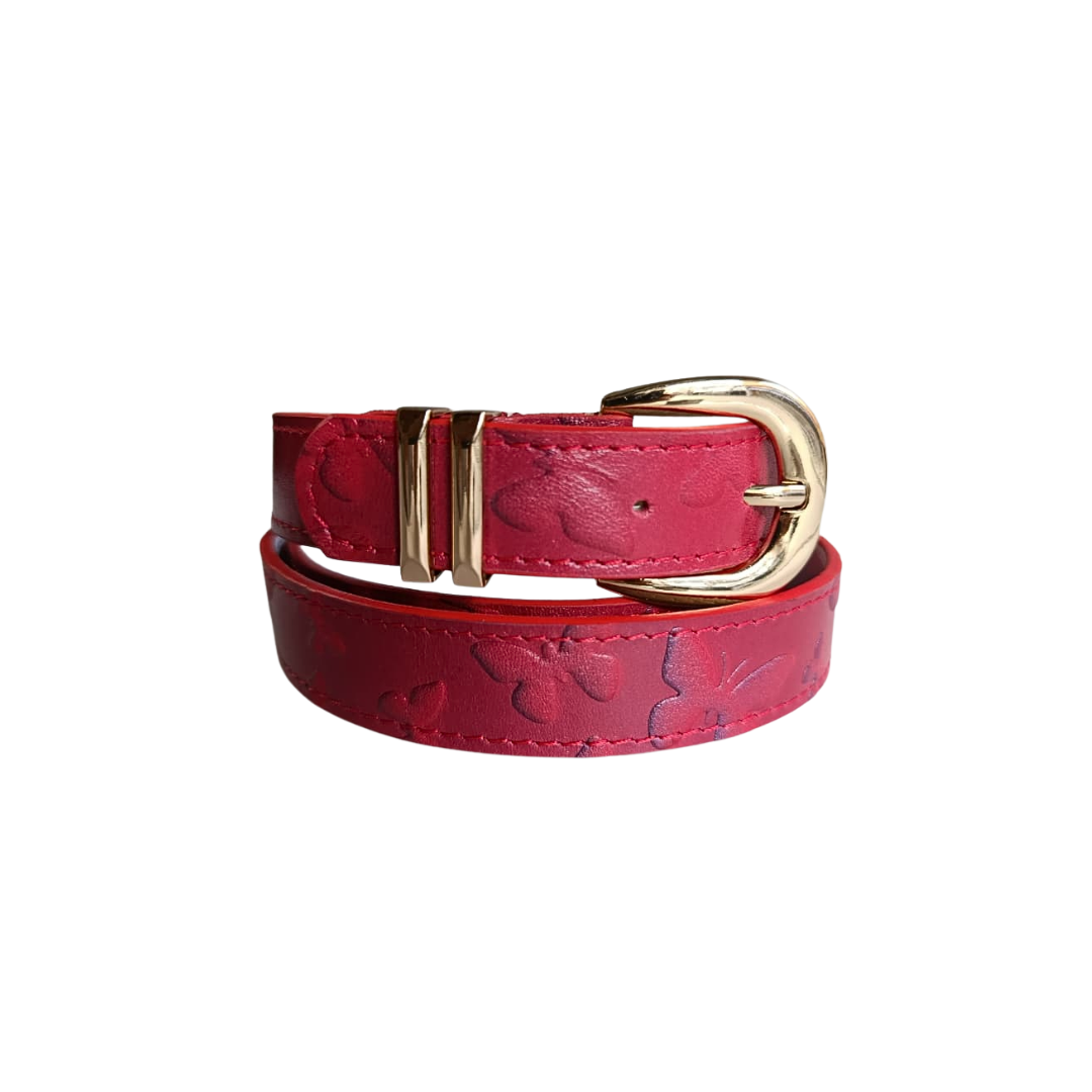 CINTURON MAKKI EN CUERO ROJO MARIPOSA - RagazzaBolsos