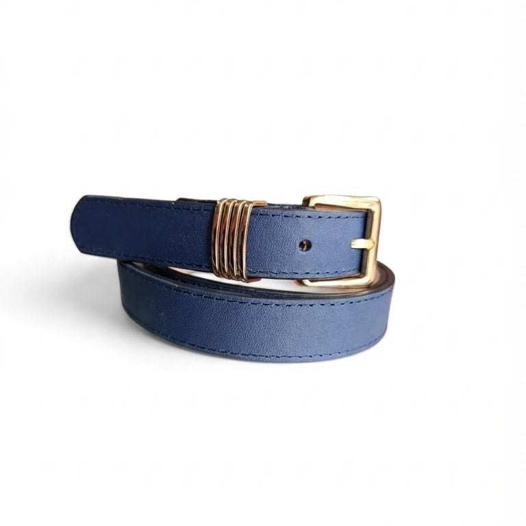 CINTURON MAKKI EN CUERO AZUL - RagazzaBolsos