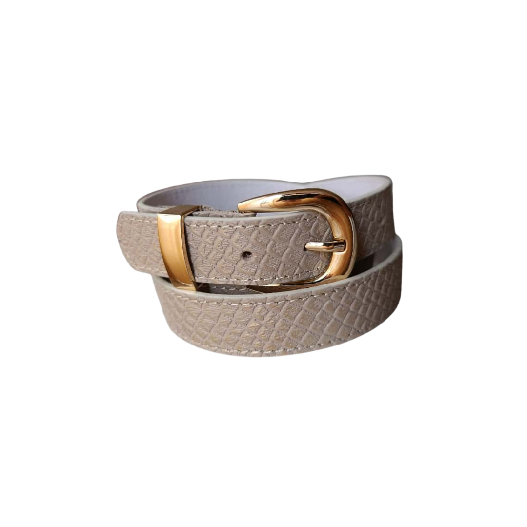 CINTURON MAKKI EN CUERO BEIGE - RagazzaBolsos