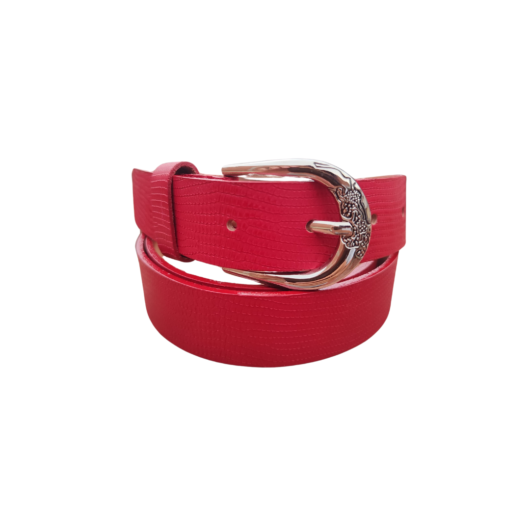 Cinturon en cuero para dama color rojo