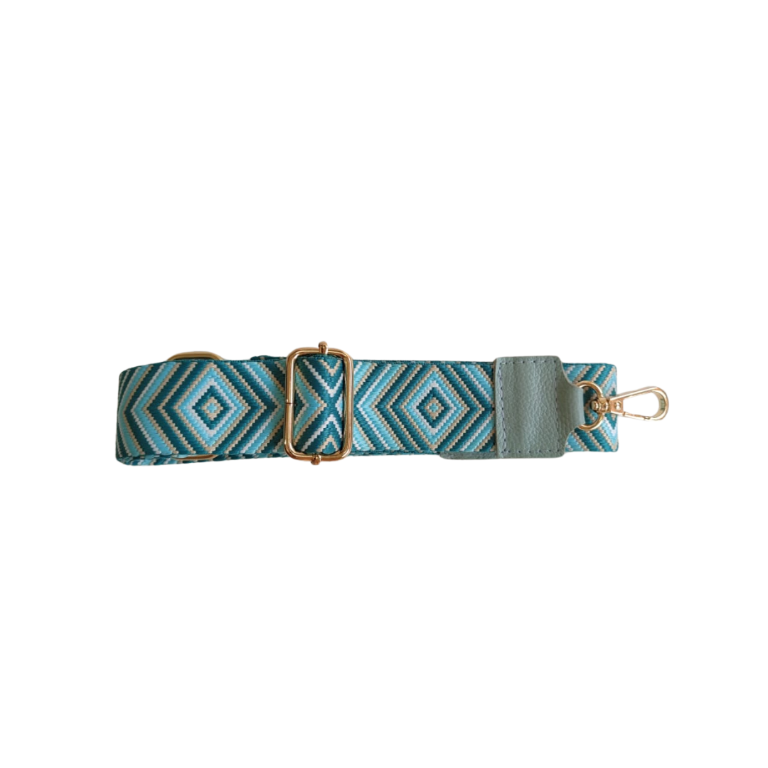 Correa para bolso con puntera en cuero color azul turquesa