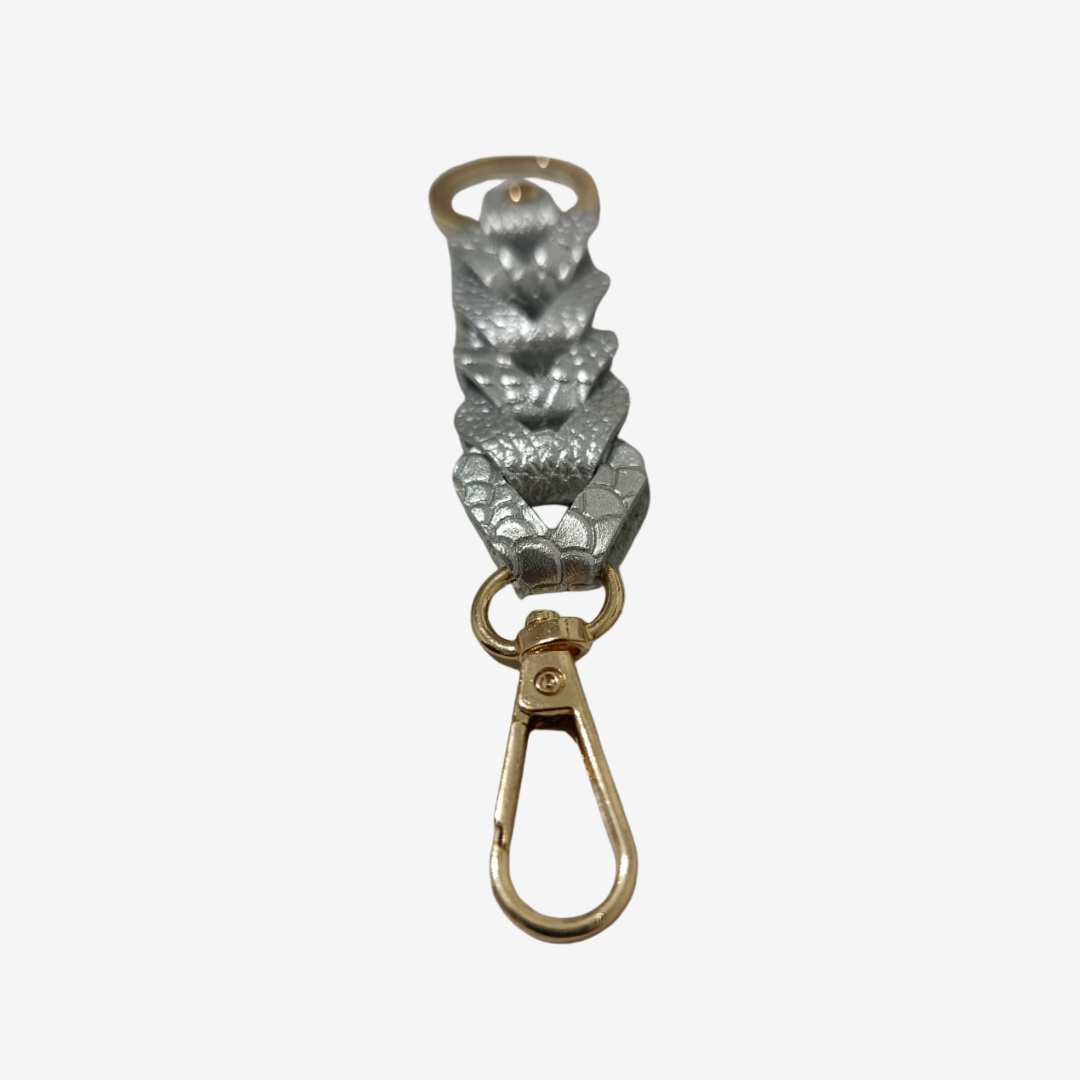 Llavero Luster en cuero Plata - RagazzaBolsos