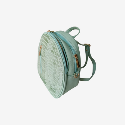 Morral marfil en cuero Verde Musgo - RagazzaBolsos