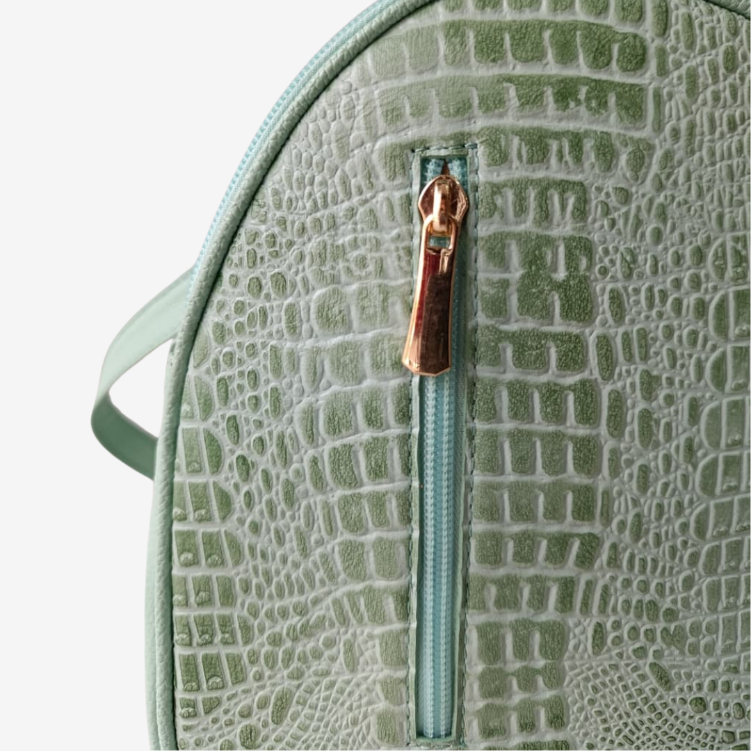 Morral marfil en cuero Verde Musgo - RagazzaBolsos