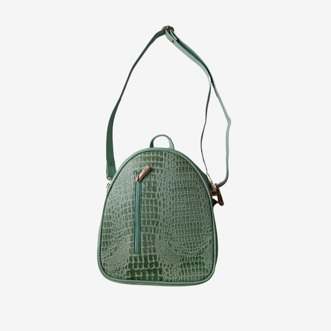 Morral marfil en cuero Verde Musgo - RagazzaBolsos