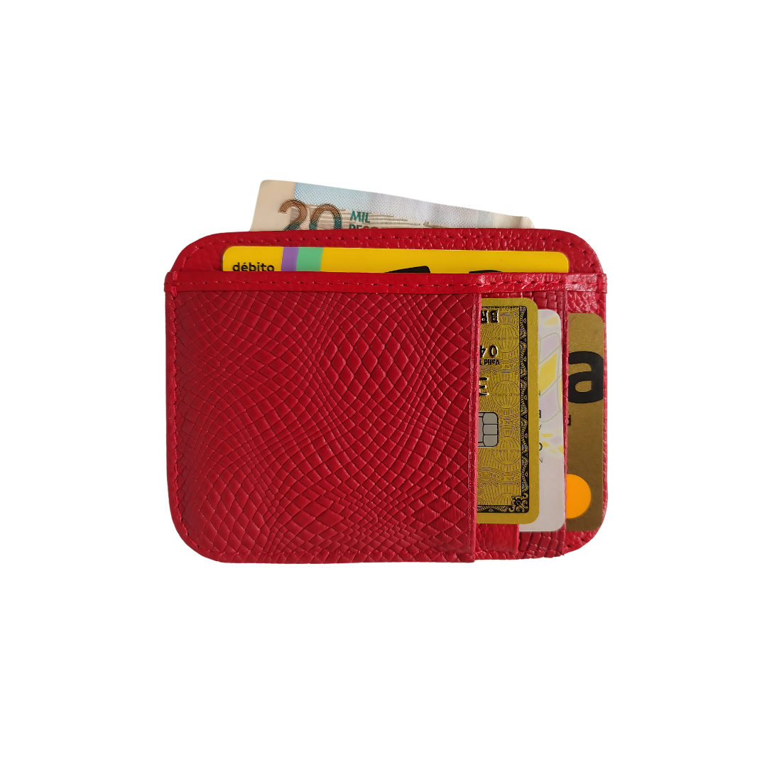 Porta Tarjetas de dama en cuero color rojo Ref T-13 - RagazzaBolsos