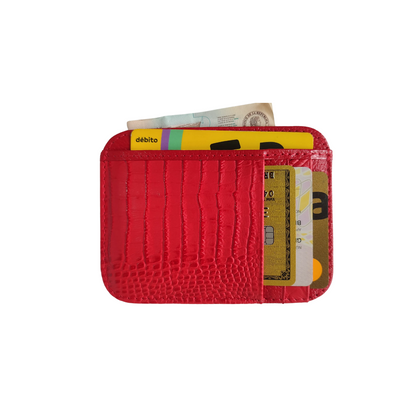 Porta Tarjetas de dama en cuero color rojo Ref T-13 - RagazzaBolsos