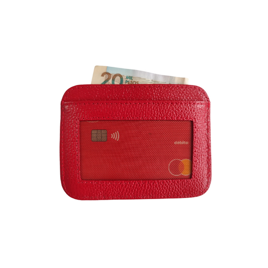 Porta Tarjetas de dama en cuero color rojo Ref T-13 - RagazzaBolsos